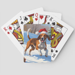 Jeu De Cartes American English Foxhound Noël Festive Neige