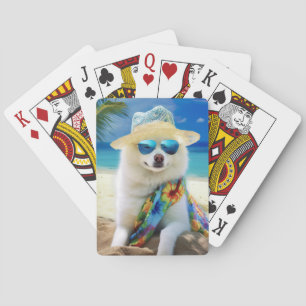 Jeu De Cartes American Eskimo on Beach, cadeau d'été pour amoure