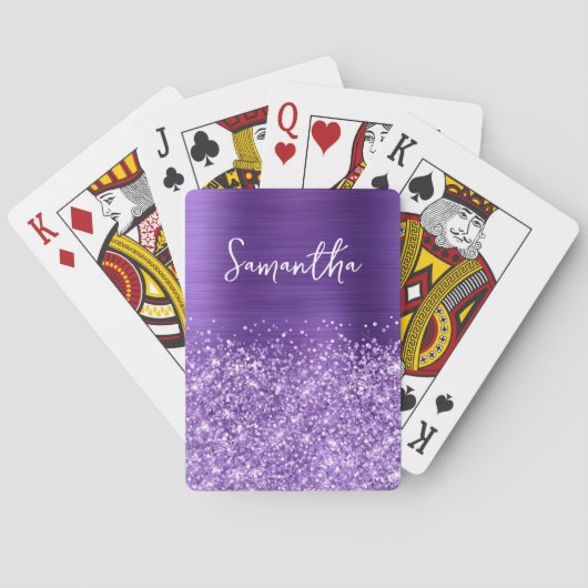 Jeu De Cartes Améthyste Pailletée Violet Glam Nom (dos)