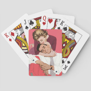 Jeu De Cartes Amour et romance vintage, jeunes mariés en rose
