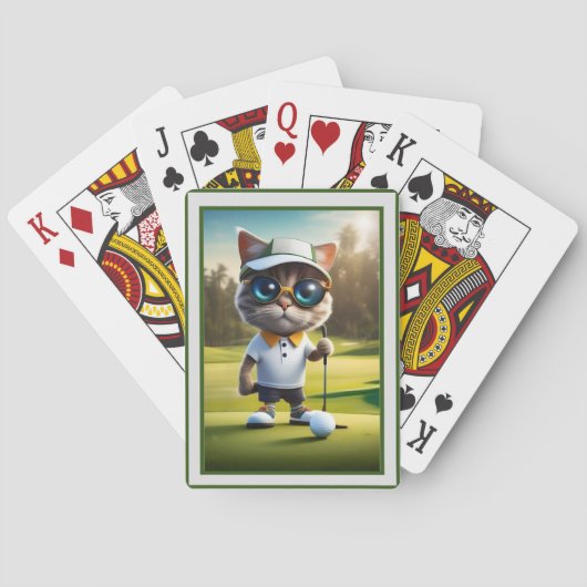 Jeu De Cartes Amusant Animé Cat Golf Player, (dos)