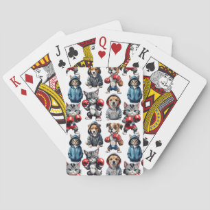 Jeu De Cartes Amusante Boxe Chat Chien Motif Design