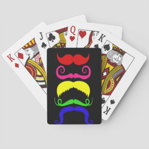 Jeu De Cartes Amusante Moustaches colorées rose jaune bleu vert