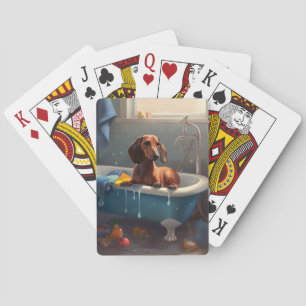 Jeu De Cartes Amusement du dachshund au bain