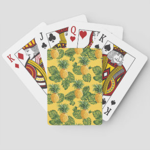 Jeu De Cartes Ananas et feuille tropical sur l'or