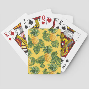 Jeu De Cartes Ananas & Feuilles Tropicaux En Or