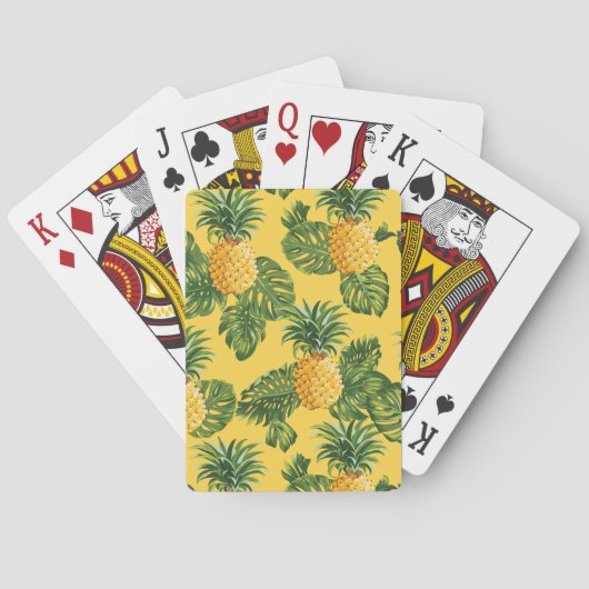 Jeu De Cartes Ananas & Feuilles Tropicaux En Or (dos)