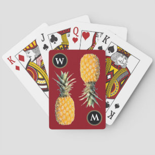 Jeu De Cartes ananas initial personnalisé / jaune