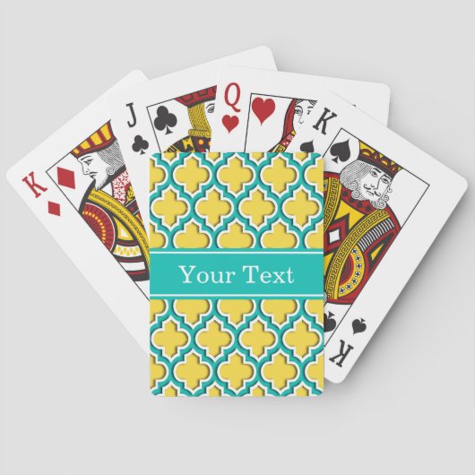 Jeu De Cartes Ananas Jaune Turquoise Blanc Marocain #5DS Nom Mon (dos)