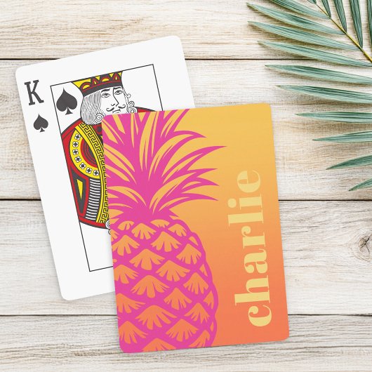 Jeu De Cartes Ananas rose chaud orange dégradé jaune rétro