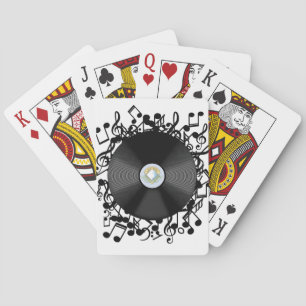 Jeu De Cartes Ancien disque de vinyle et notes musicales