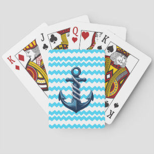 Jeu De Cartes Ancrage bleu avec vagues bleues