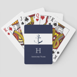 Jeu De Cartes Ancre Bleue Marine Côtière Monogramme Jeu