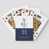 Jeu De Cartes Ancre Bleue Marine Côtière Monogramme Jeu (dos)