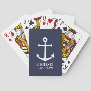 Jeu De Cartes Ancre Bleue marine Nautique Groomsmen personnalisé