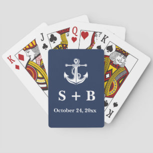 Jeu De Cartes Ancre Bleue Marine Plage Nautique Mariage Océan