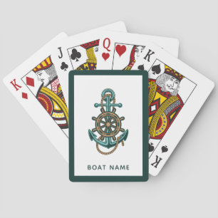 Jeu De Cartes Ancre corde Roue Nom du bateau Nautique Personnali
