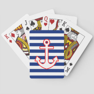 Jeu De Cartes Ancre de style nautique sur les bandes