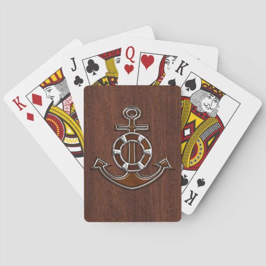 Jeu De Cartes Ancre en acajou nautique humide en acier (dos)