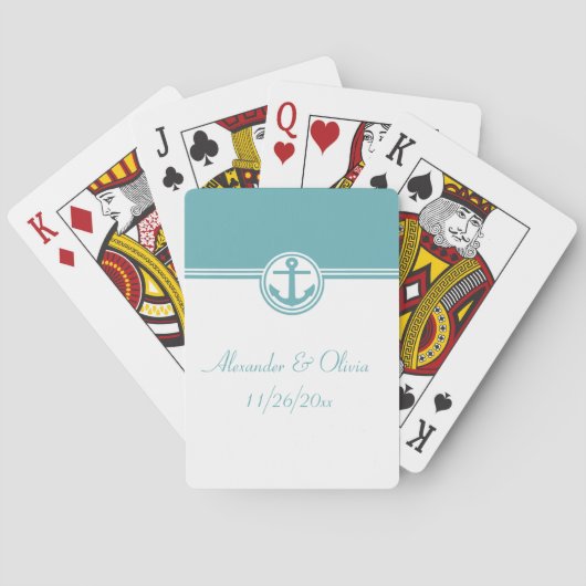 Jeu De Cartes Ancre marine turquoise (dos)