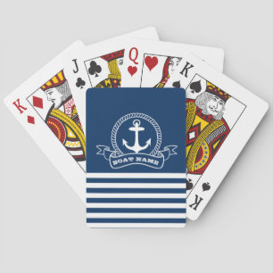 Jeu De Cartes Ancre Naútíque Rayures Bleu Marine