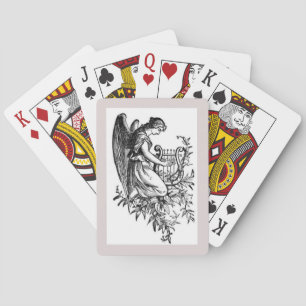 Jeu De Cartes Ange avec harpe et flore