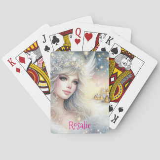 Jeu De Cartes Ange de neige givré éthéré aquarelle blanche festi