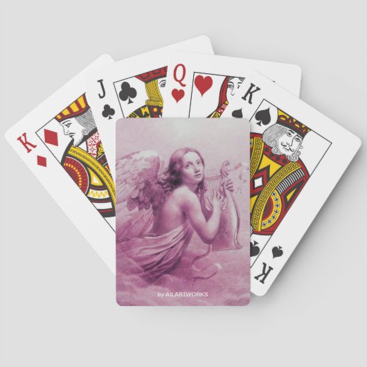 Jeu De Cartes ANGE JOUER LYRA SUR LES NUAGES roses (dos)