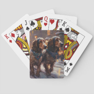 Jeu De Cartes Anglais Cocker Spaniel Noël Festin Saison
