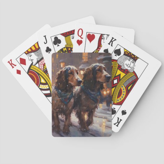 Jeu De Cartes Anglais Cocker Spaniel Noël Festin Saison (dos)