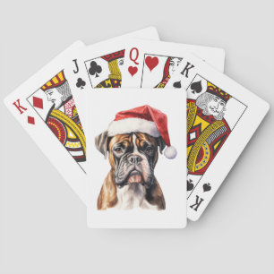Jeu De Cartes Animal de chien de Noël avec chapeau de Noël