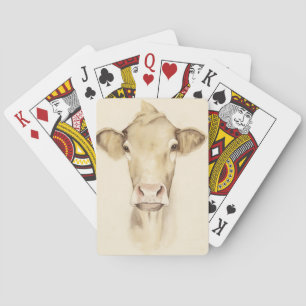 Jeu De Cartes Animaux de grange à l'aquarelle   Vache