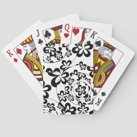 Jeu De Cartes Anneaux et fleurs noirs et blancs (dos)