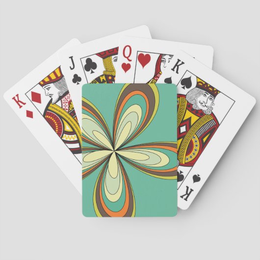 Jeu De Cartes Années 60 super les années 70 Hippie Fleur Turquoi (dos)