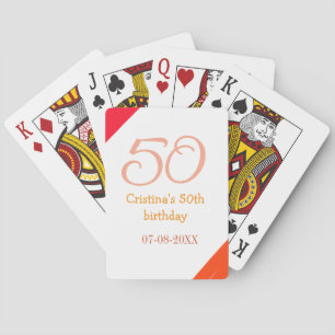 Jeu De Cartes anniversaire 50 ans orange rouge ajouter nom date 