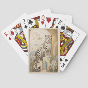 Jeu De Cartes Anniversaire de la Panthère des Neiges Dorée Éléga