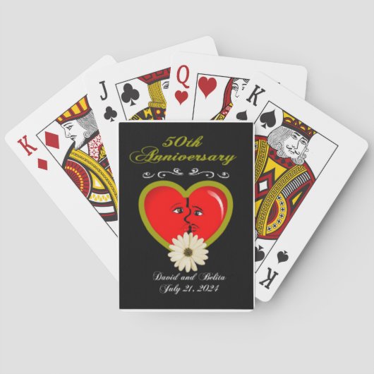 Jeu De Cartes Anniversaire du mariage d'or noir-américain (dos)