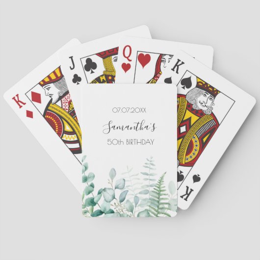 Jeu De Cartes Anniversaire eucalyptus vert nom fougères de bois (dos)