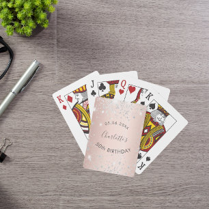 Jeu De Cartes Anniversaire rose or argent parties scintillant no