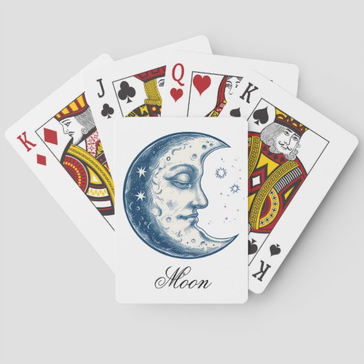 Jeu De Cartes Antique du dessin de lune (dos)