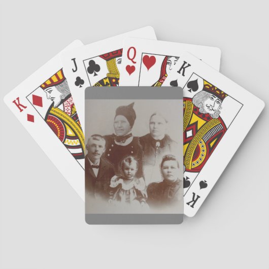 Jeu De Cartes Antique Famille Collage Photo B&W Image (dos)