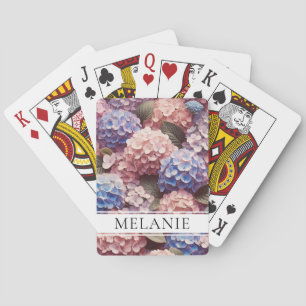 Jeu De Cartes Antique rose Hydrangea Botanique Nom personnalisé