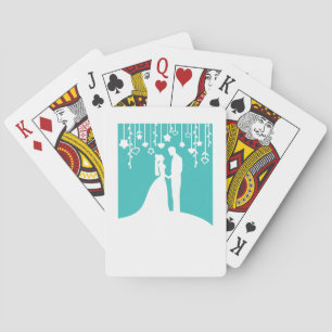 Jeu De Cartes Aqua et silhouettes blanches de mariage de jeunes