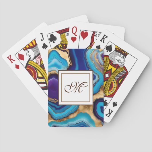 Jeu De Cartes Aqua Gold Blue Purple Veins Agate (dos)