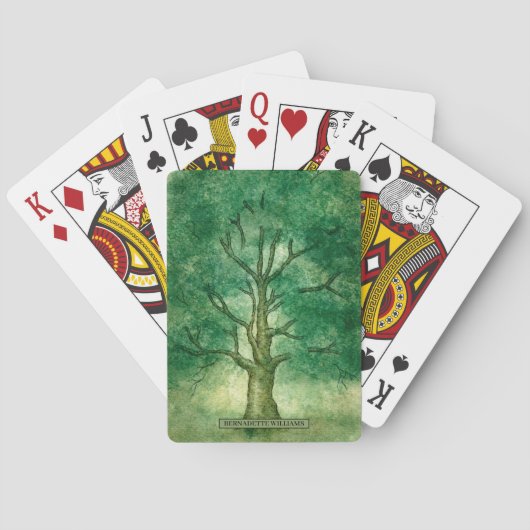 Jeu De Cartes Aquarelle Arbre de chêne Illustration Jouer des ca (dos)