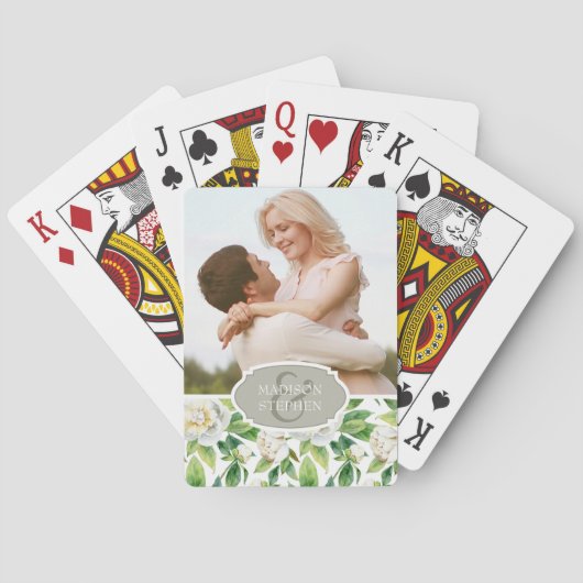 Jeu De Cartes Aquarelle blanche et feuille - Mariage (dos)