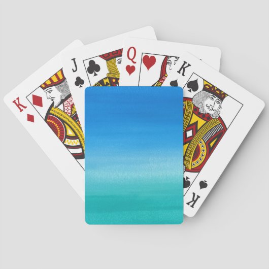 Jeu De Cartes Aquarelle bleu bleu de la plage (dos)