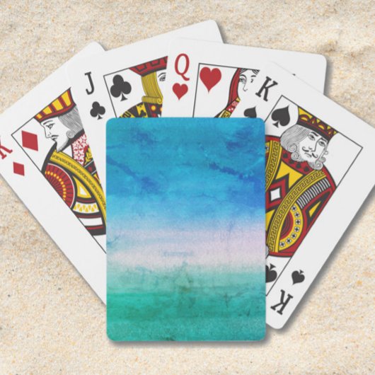 Jeu De Cartes Aquarelle bleu Plage Vert