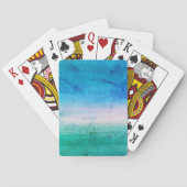 Jeu De Cartes Aquarelle bleu Plage Vert (dos)