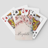 Jeu De Cartes Aquarelle Cerisier Fleur Fille Nom du script (dos)